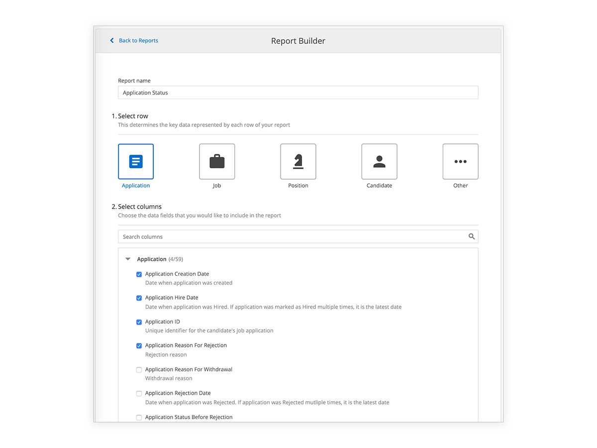 custom recruitment analytics report builder